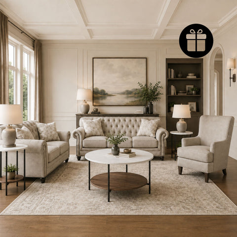 Katahdin Sofa Set with Free Wrenwich Occasional Table Set (3/CN)