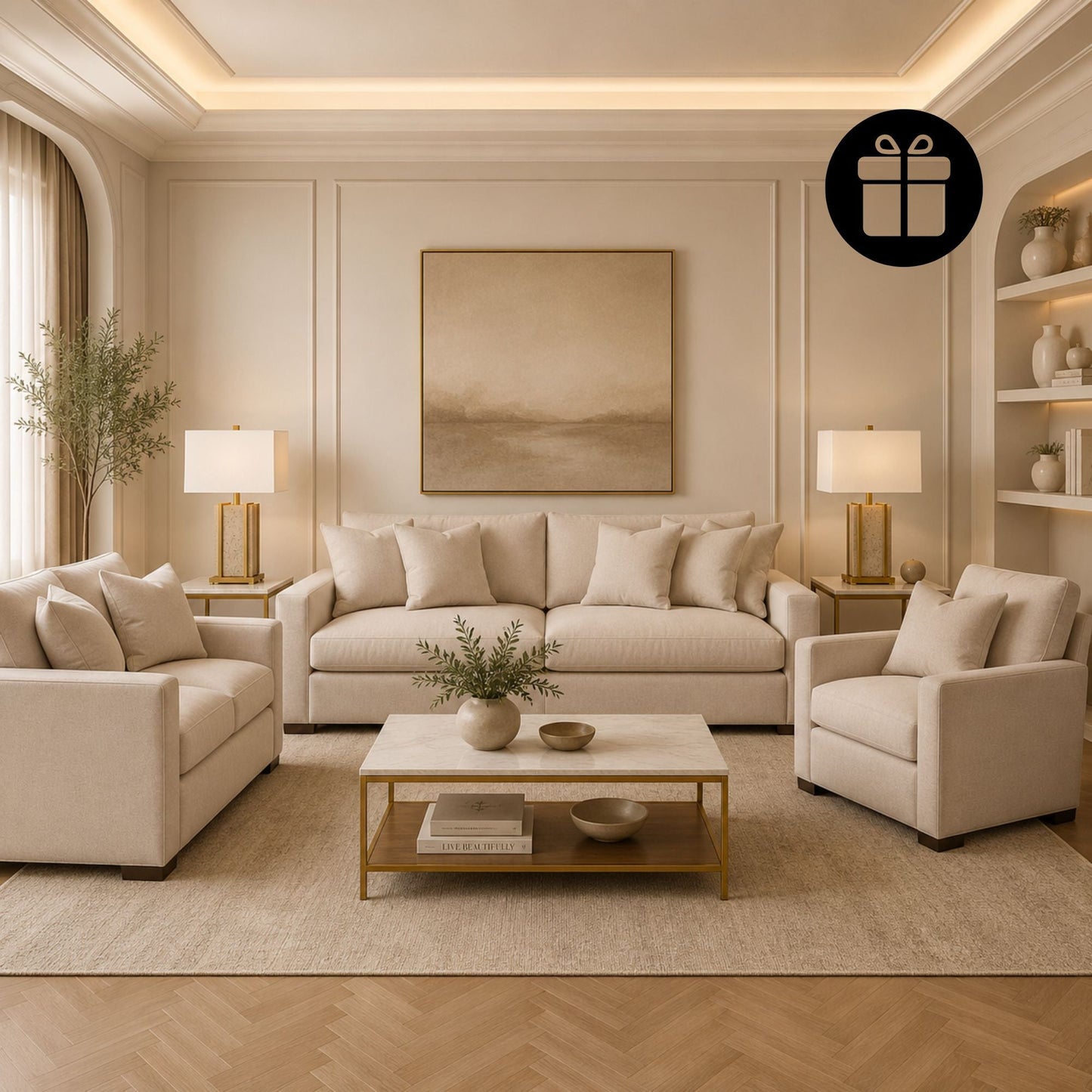 Calden Sofa Set with 2 Free Travero Table Lamp