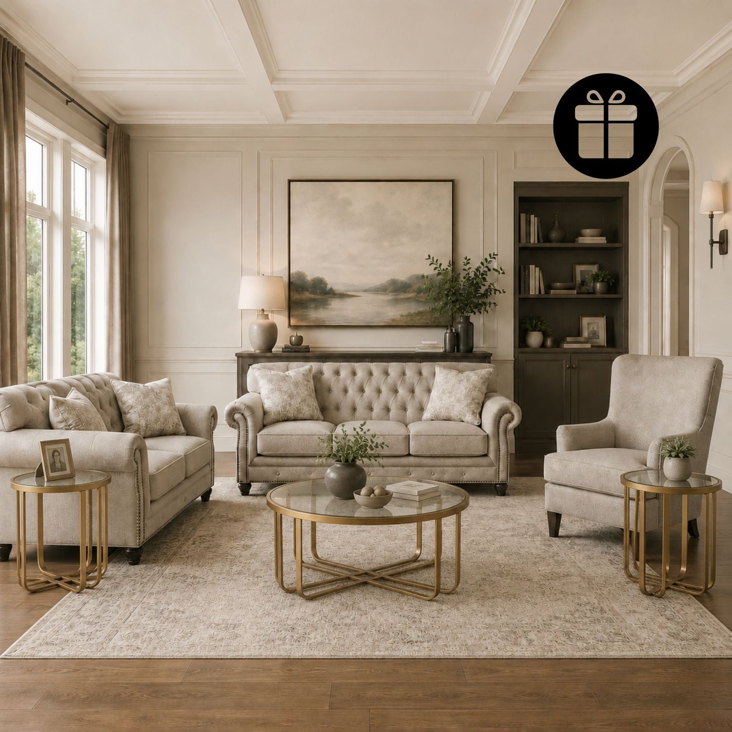 Katahdin Sofa Set with Free Milloton Table (Set of 3)