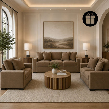 Calden Sofa Set with 2 Free Dual Table Lamp Black