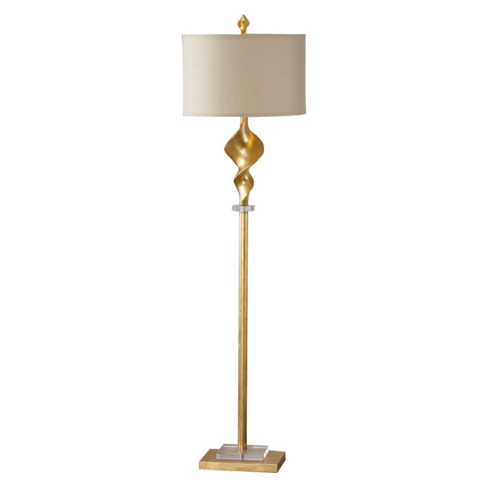 Natural Linen Shade Gold Floor Lamp