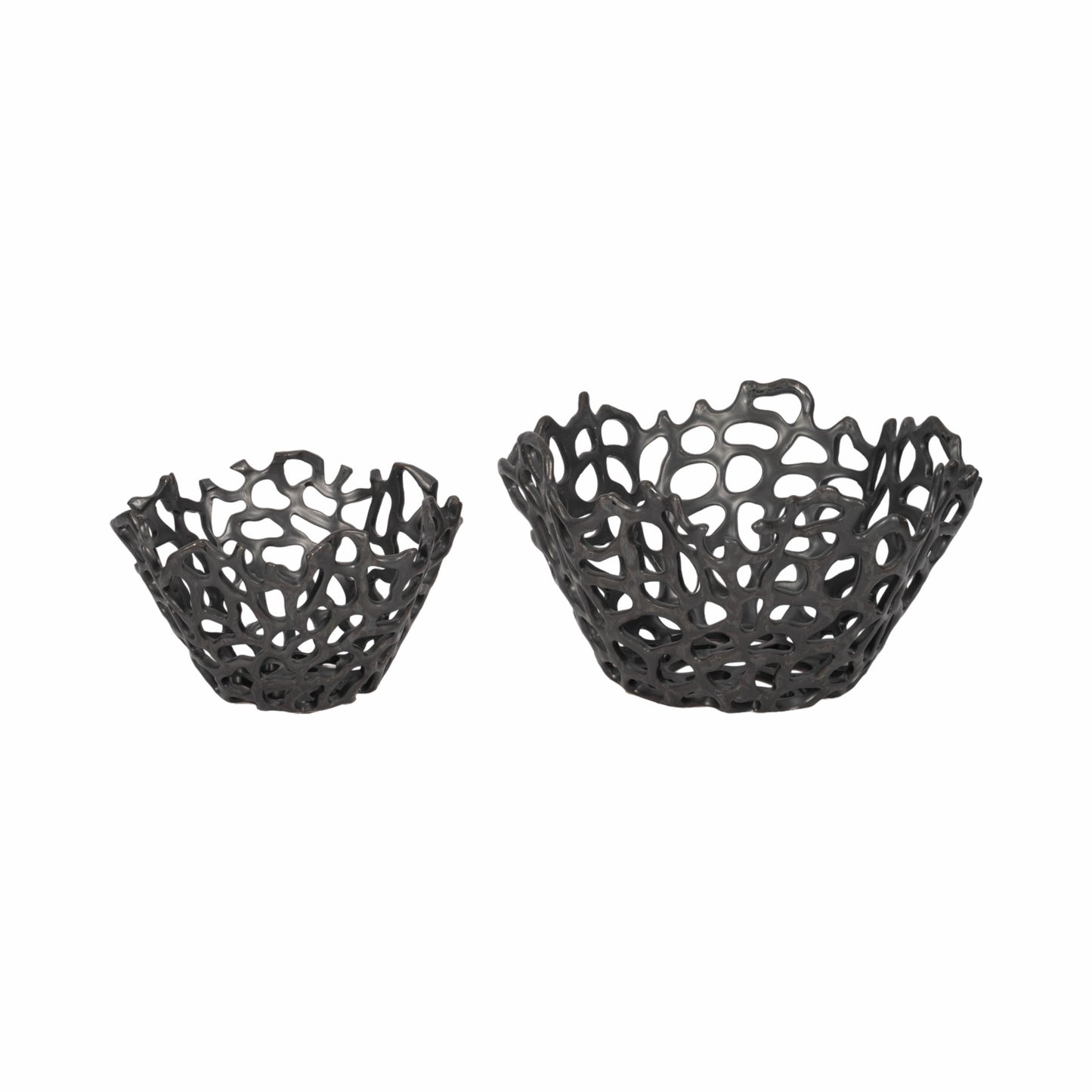 S/2 10/13" Steffi Black Ceramic Bowls