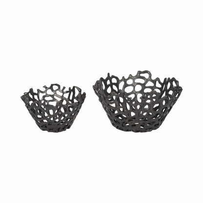 S/2 10/13" Steffi Black Ceramic Bowls