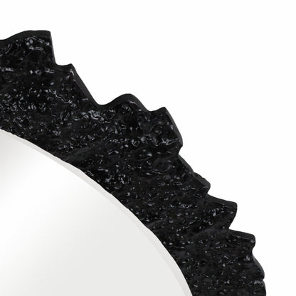 35" Eron Metal Wall Mirror, Black