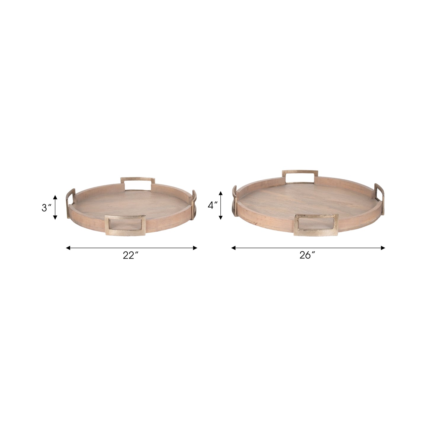 S/2 22/26" Maxwell Round Wood Trays, Natural
