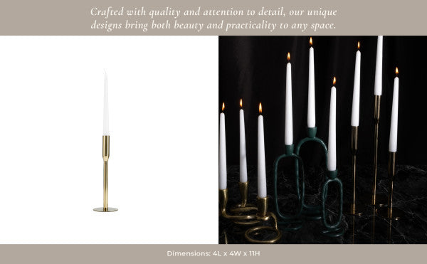 17659-02 |Metal, 14"H Taper Candle Holder, Gold