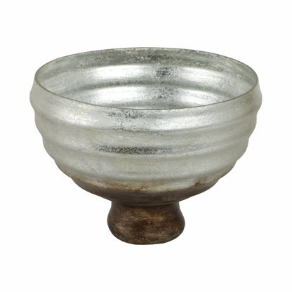9" Glass Pedestal Bowl Ombre Finish, Multi
