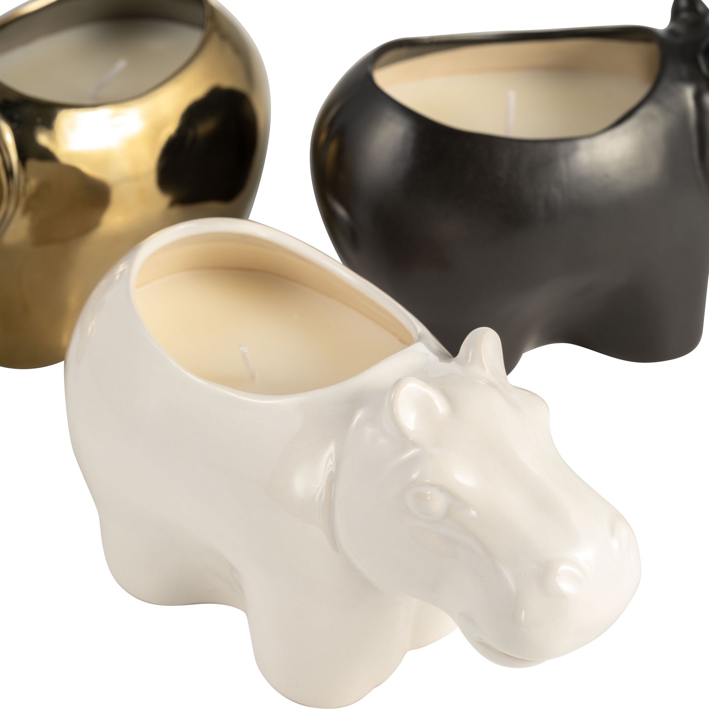 S/3, 7" 9 Oz Orange Goji Berry Hippo Candle, Multi