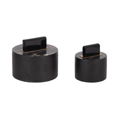 Resin, S/2 6/7" Wheatly Black Boxes