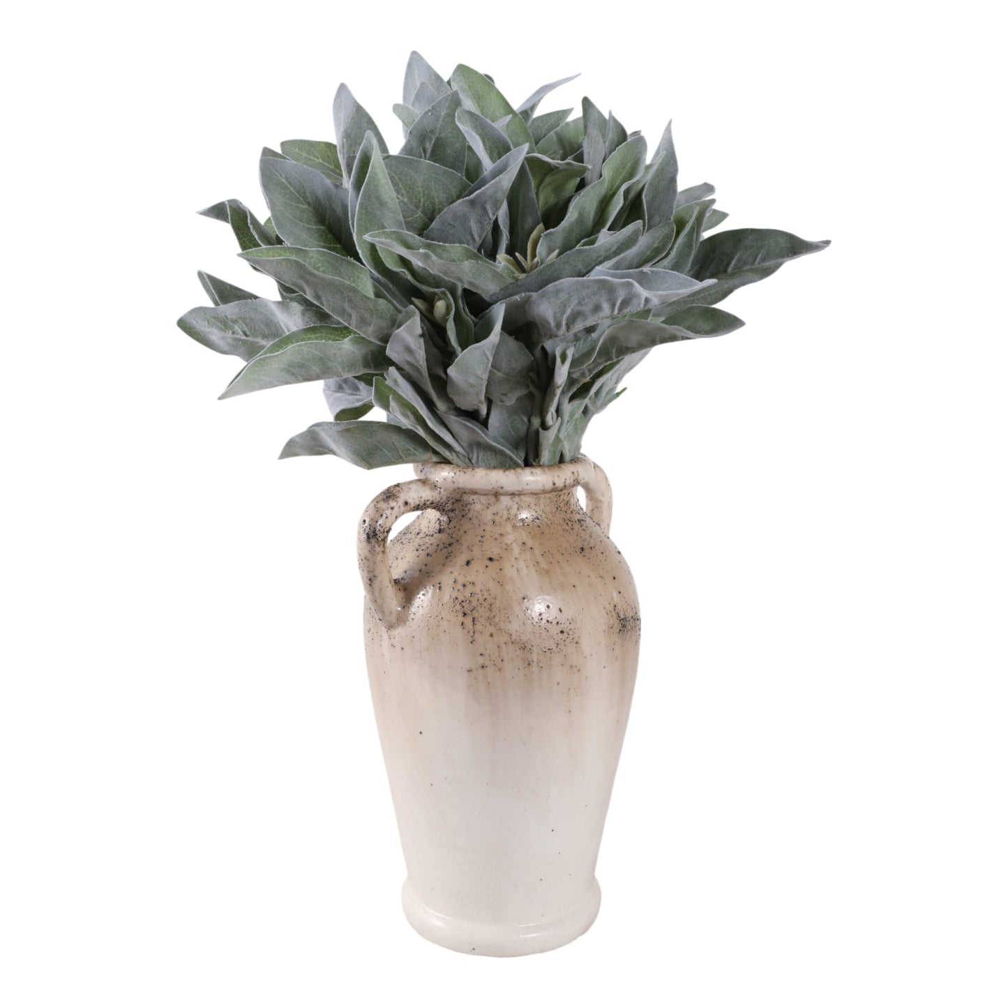 12x7" Textured Terracotta 2-handle Vase,ivry/brwn