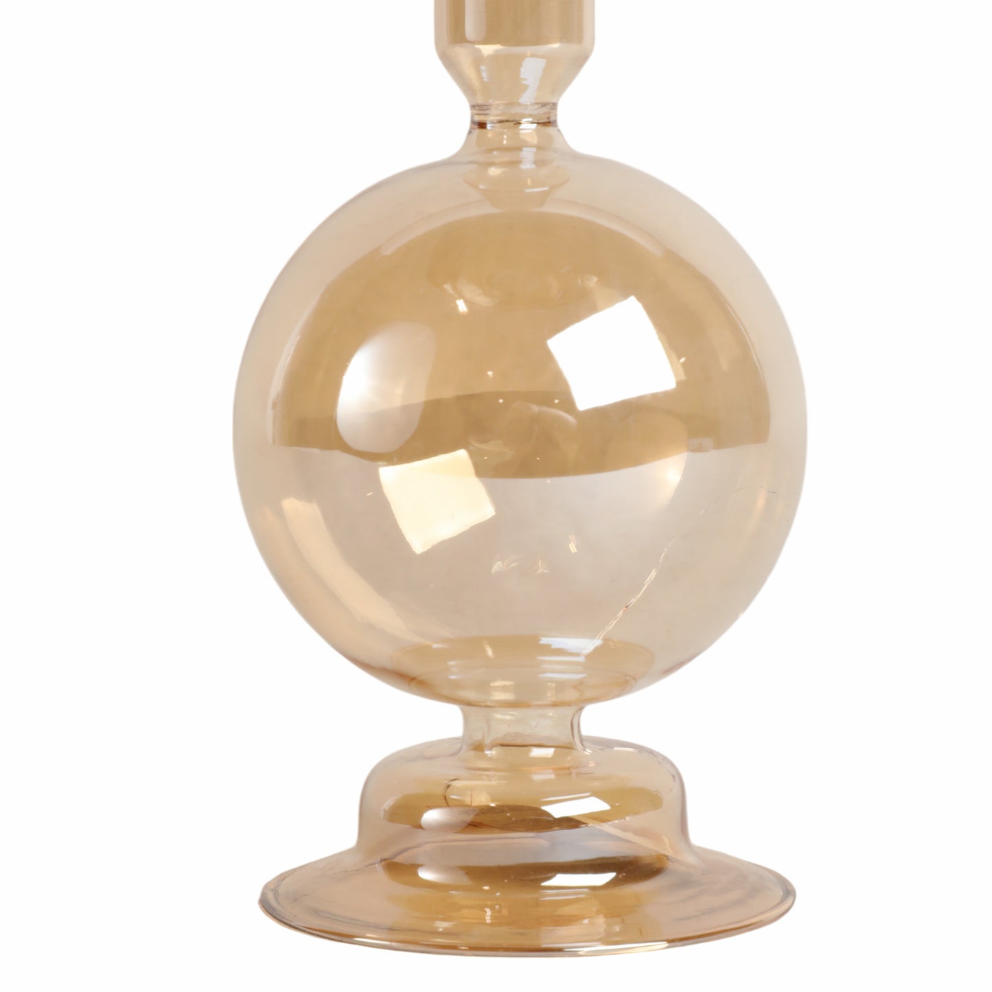 7" Glass Bubble Taper Candle Holder, Gold Luster