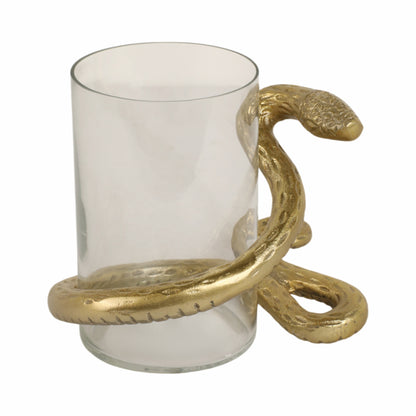 9" Snake Around Pillar Holder, Gold