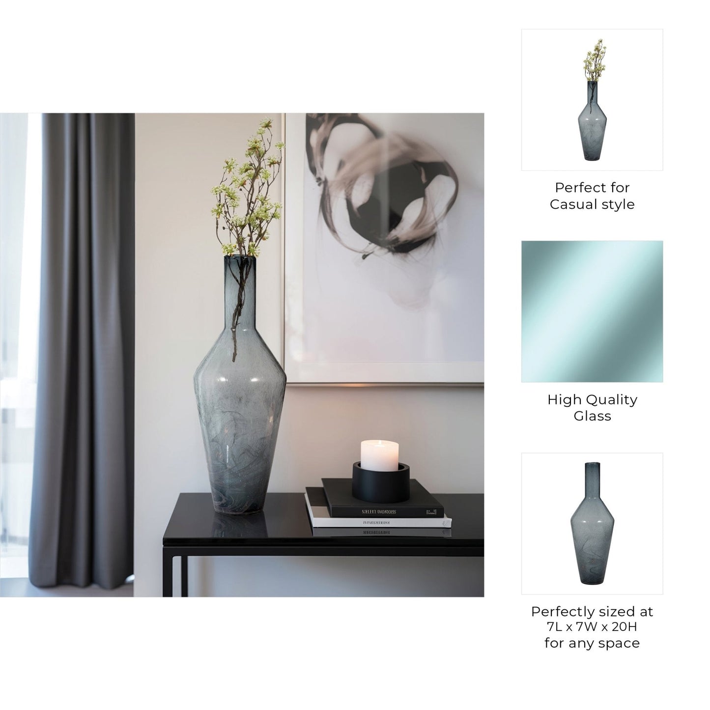 ABIGAIL BLUE SWIRL GLASS VASE |EV19696