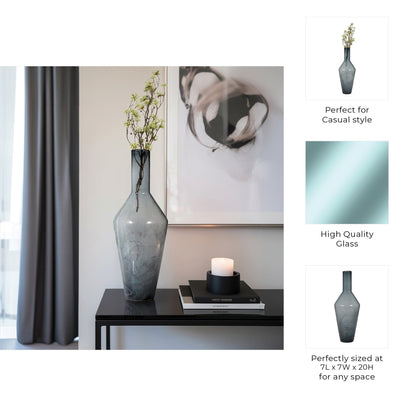 ABIGAIL BLUE SWIRL GLASS VASE |EV19696