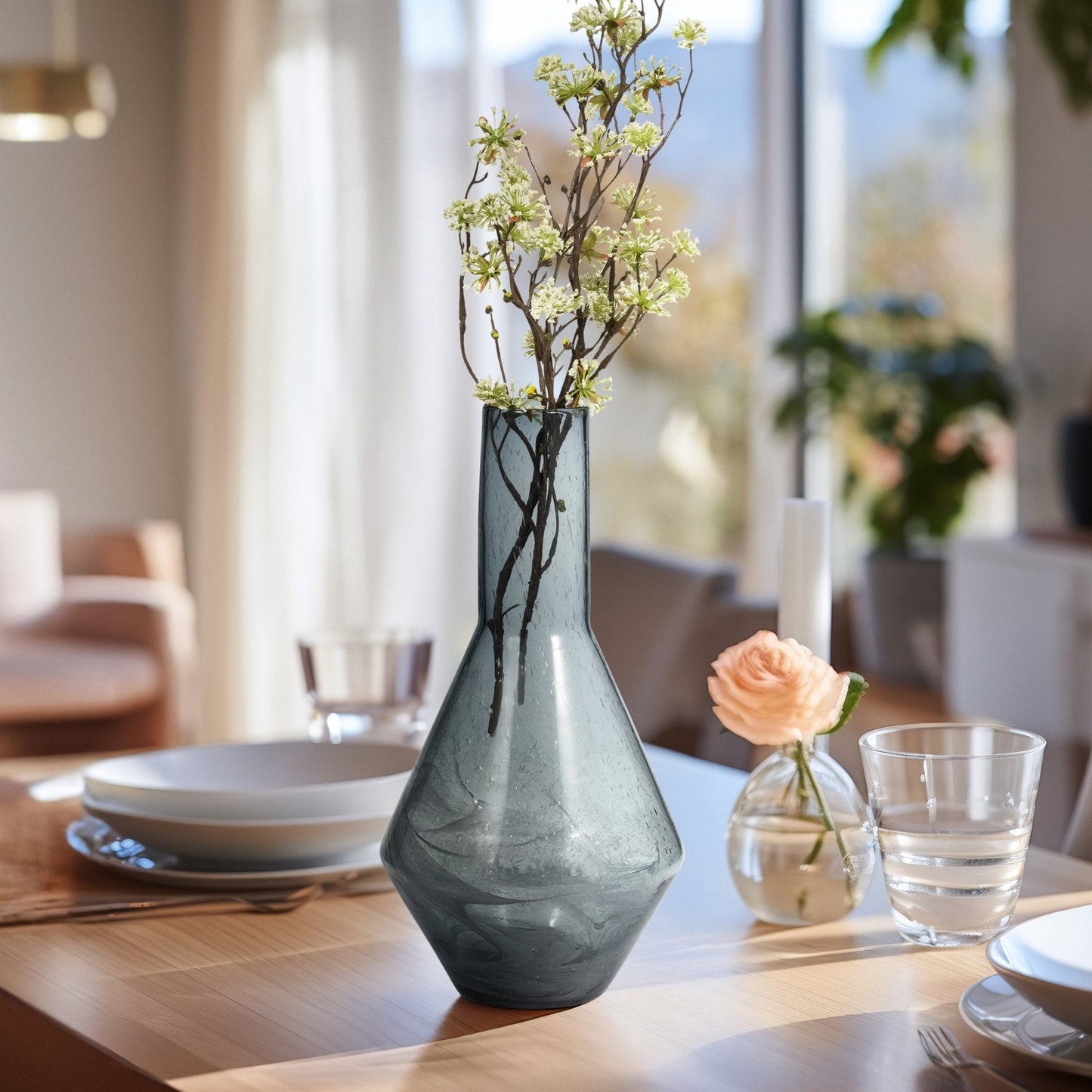 ABIGAIL BLUE SWIRL GLASS VASE |EV19696