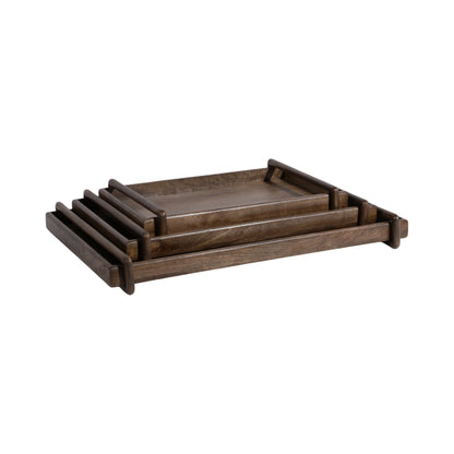 S/3 18/22/26" Kazu Wood Trays, Brown