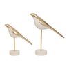 S/2 Vara Bird Statuary, Wht/gold