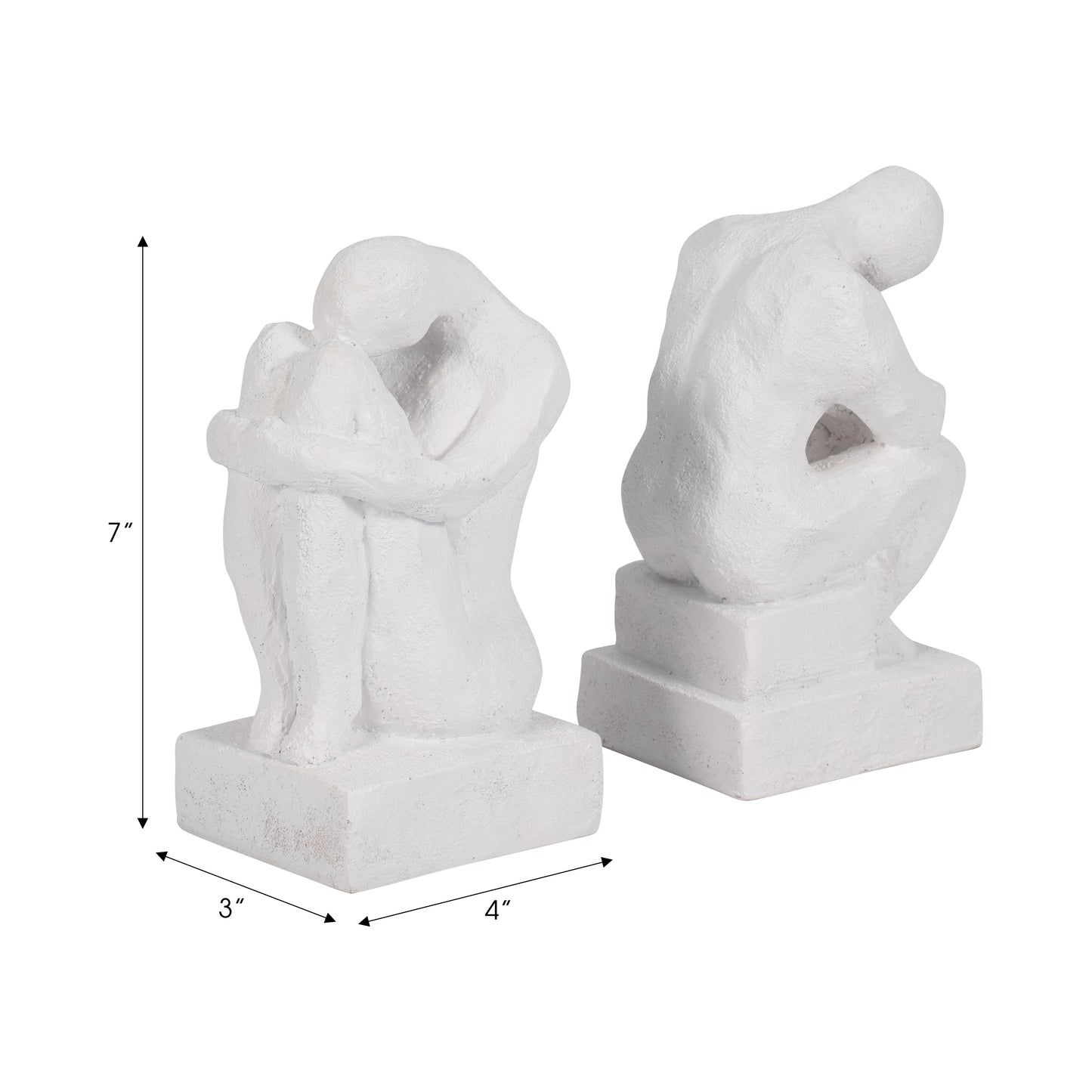 S/2 7" Thinking Man Bookends, White
