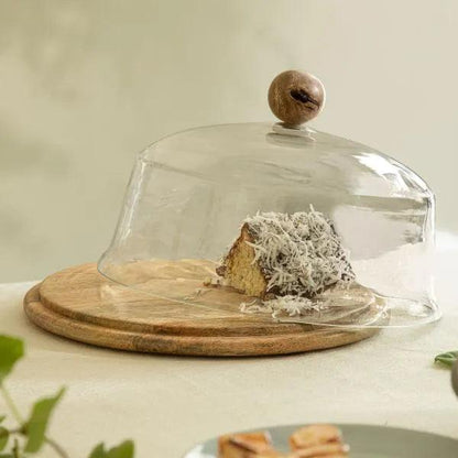 Alami Glass Cloche W/ Wooden Stand & Knob