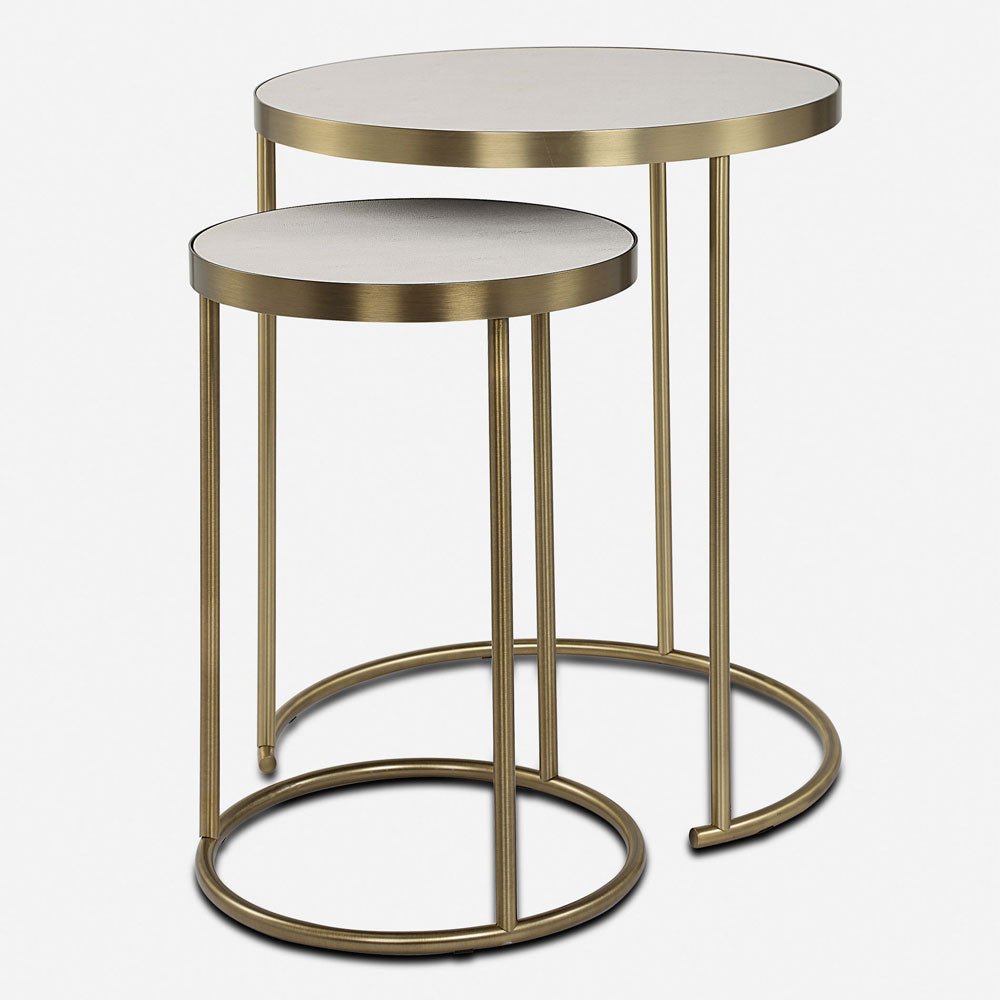 Aragon Nesting Tables, S/2, White - Al Rugaib Furniture