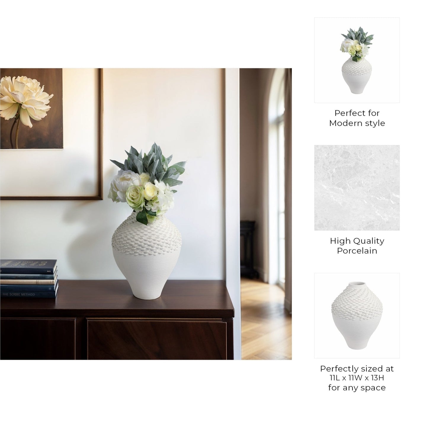 Arroyo 3d Printed Porcelain Vase, Ivory |EV21286-03