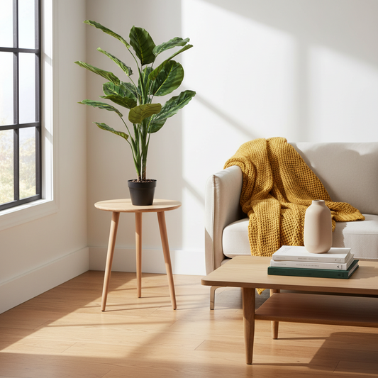 نبات الكالاتيا الأخضر الاصطناعي 120 سم، أخضر فاتح