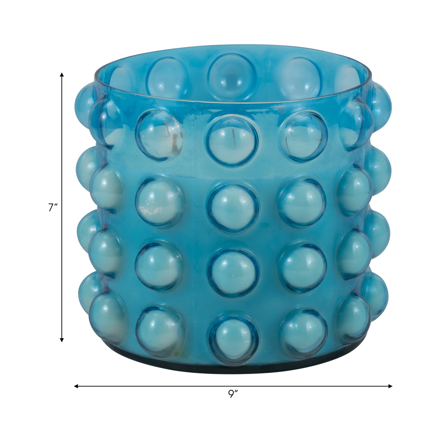 Glass, 9" 81 Oz Bubble Candle, Blue