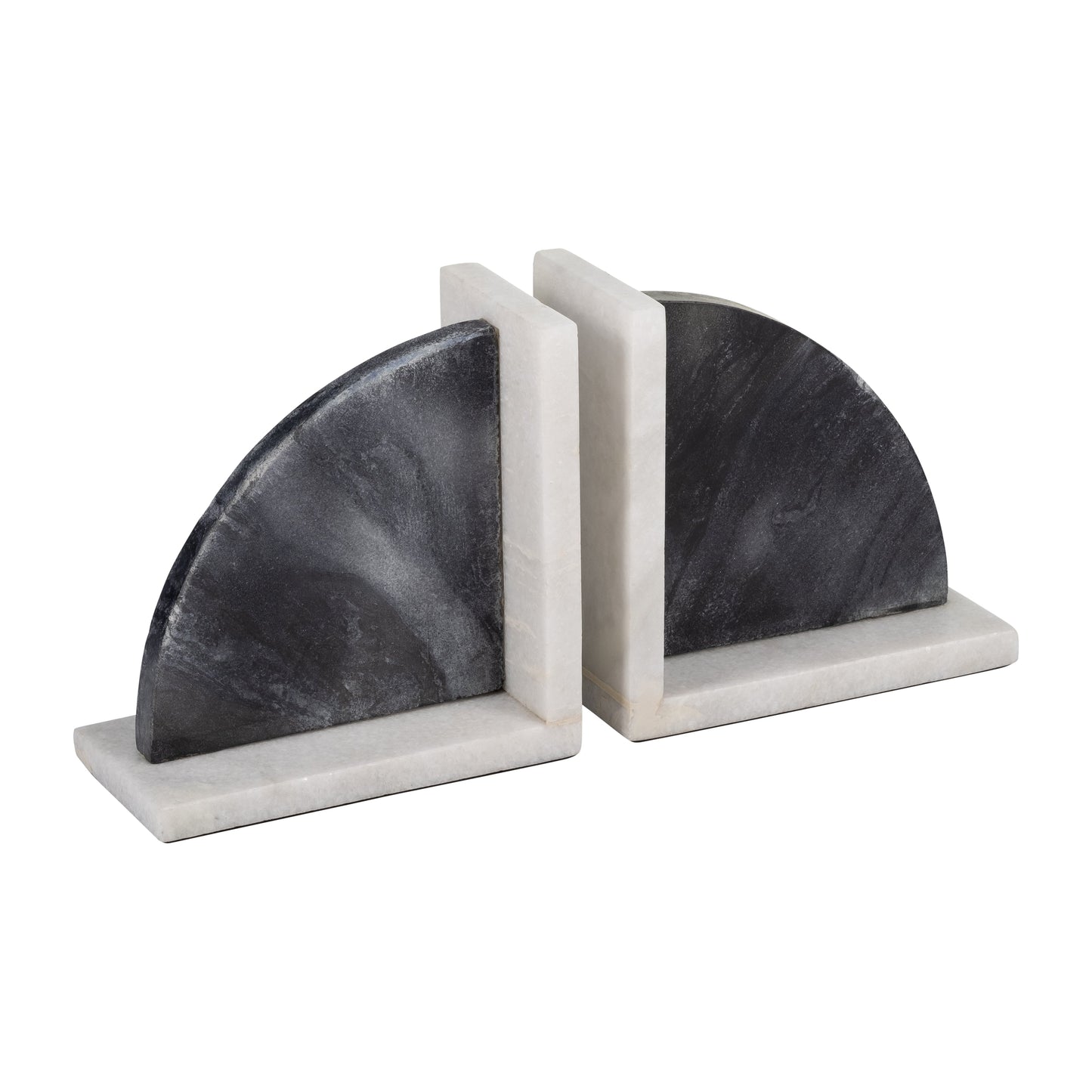17779 |MARBLE,S/2 6"H,ROUNDED BOOKENDS,BLACK/WHITE