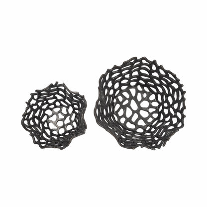 S/2 10/13" Steffi Black Ceramic Bowls