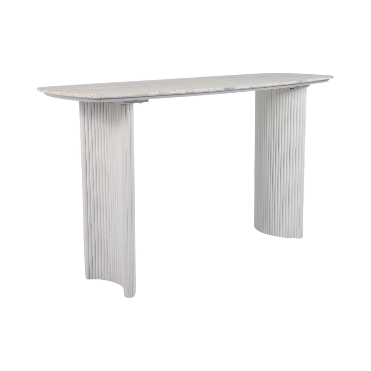 EV21206-03 |60"catalina Travertine&fluted Wood Console Tble/kd