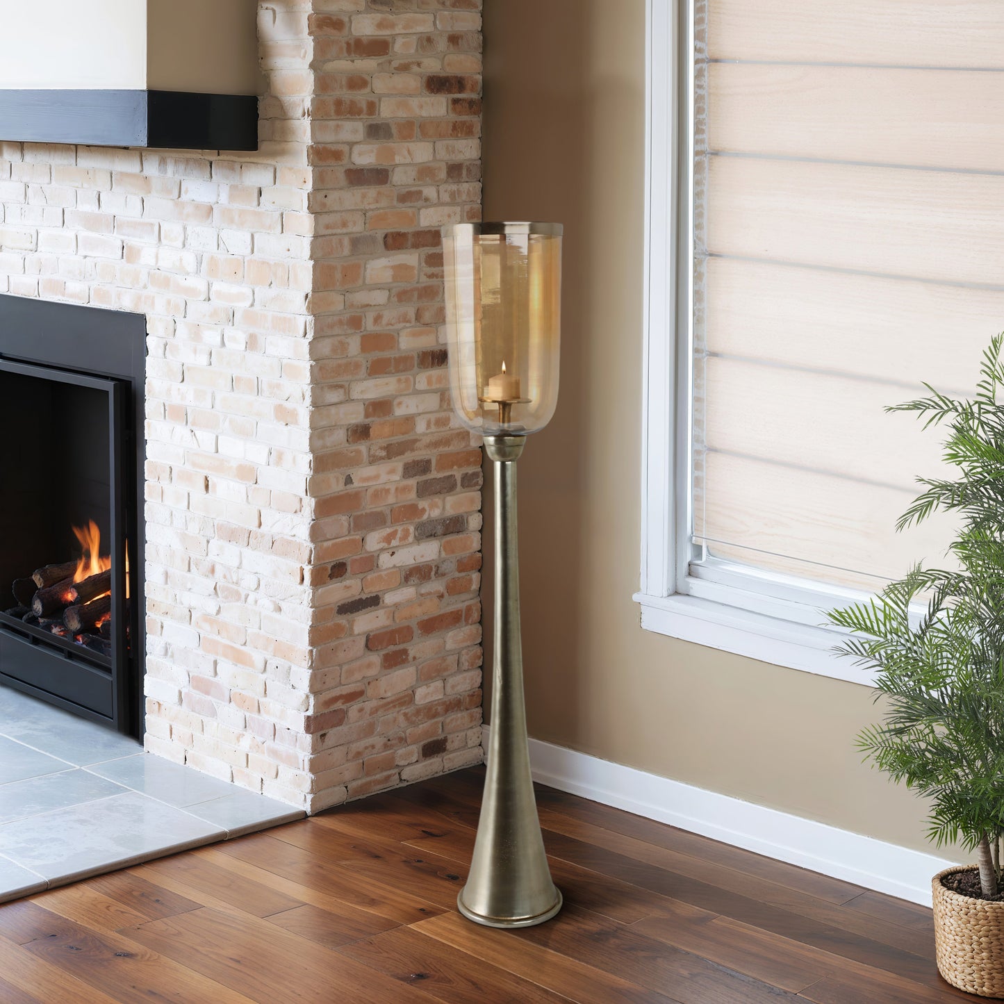 43" Illum Large Gold Glass Candle Hurricane