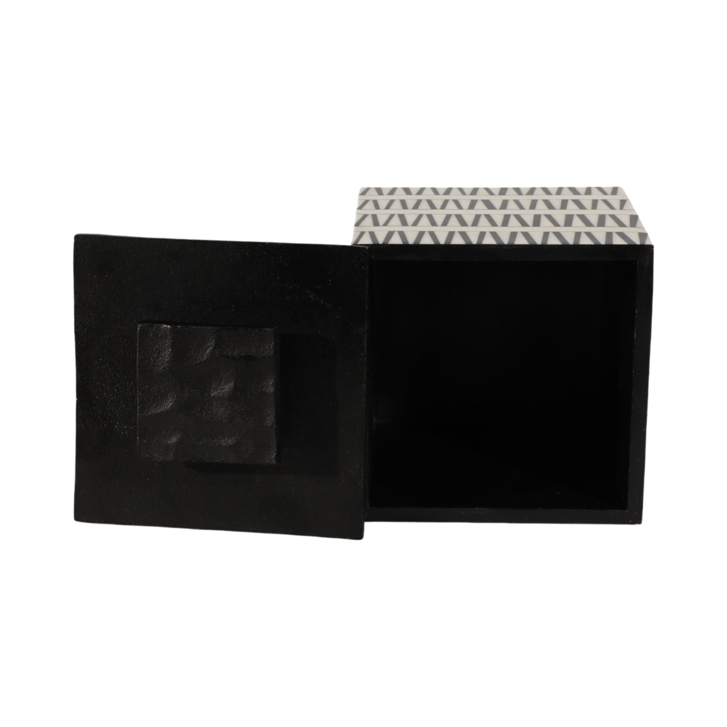 S/2 7/10" Gobiel Black & White Resin Boxes