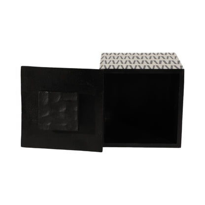 S/2 7/10" Gobiel Black & White Resin Boxes