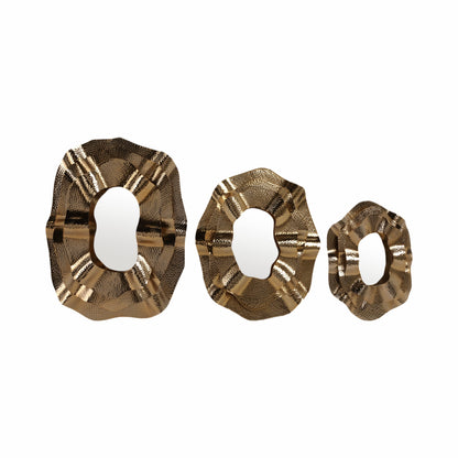 Metal, S/3 17/21/25" Sarasota Gold Mirrors