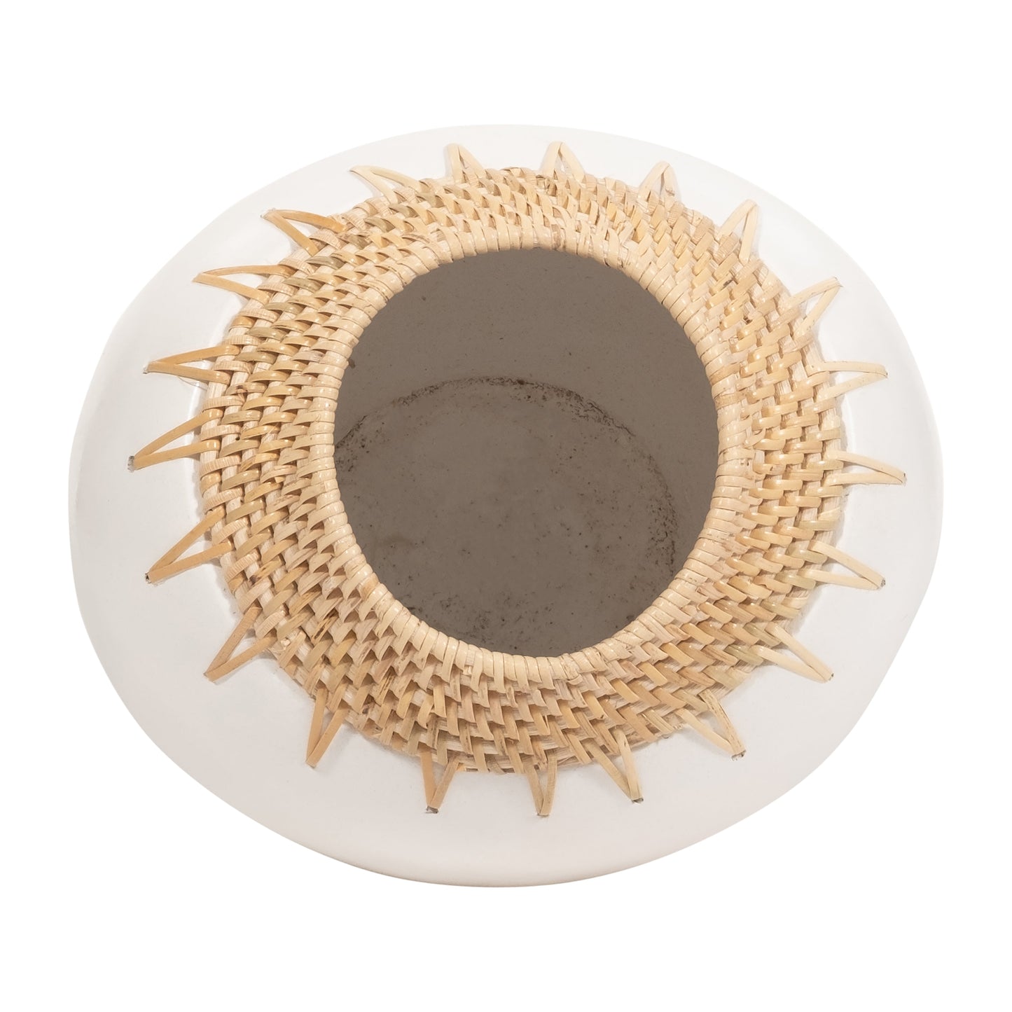 TERRACOTTA, 12"H VASE, WHITE/BROWN