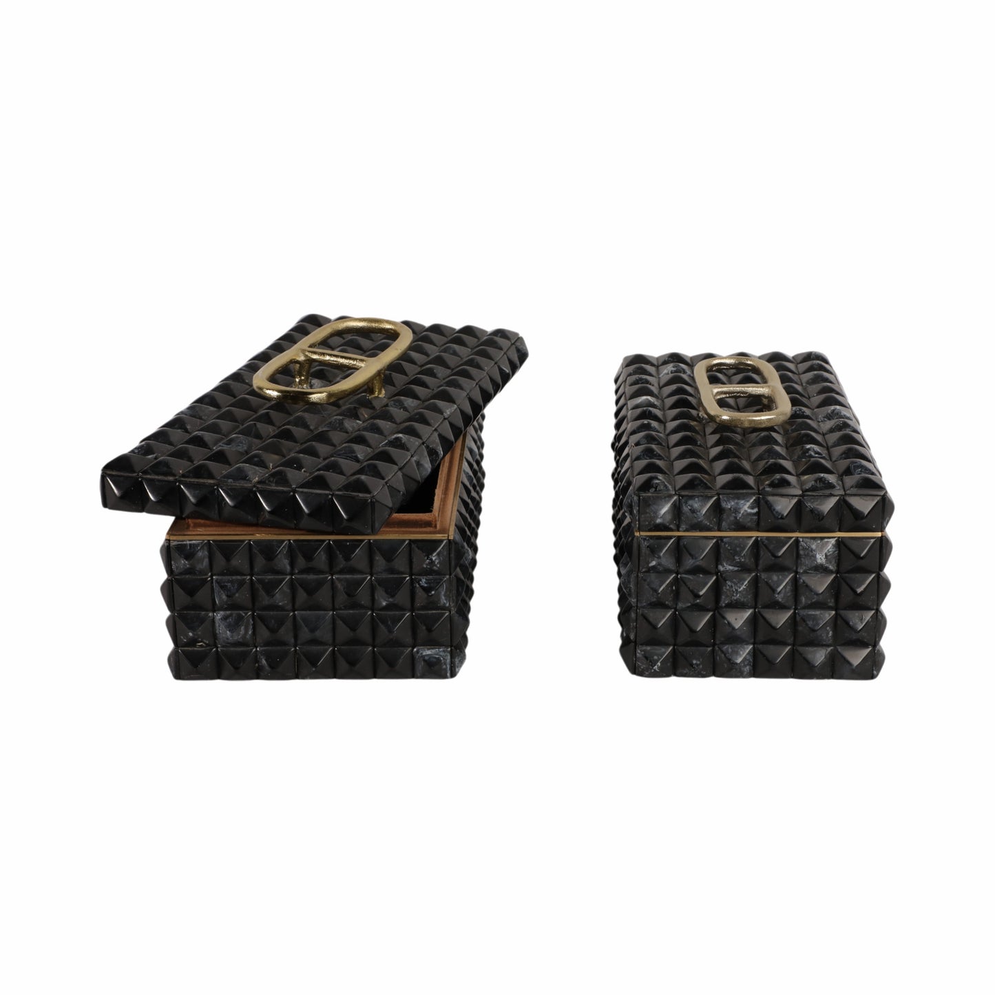 S/2 11/14" Bente Grey Resin Boxes