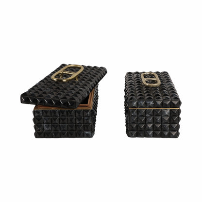 S/2 11/14" Bente Grey Resin Boxes