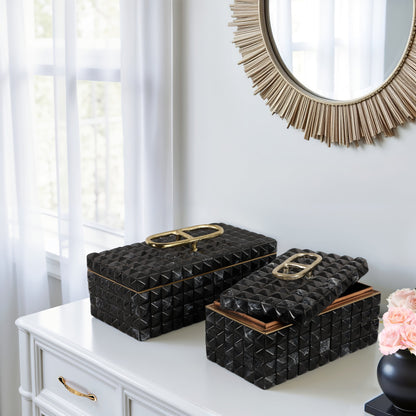 S/2 11/14" Bente Grey Resin Boxes