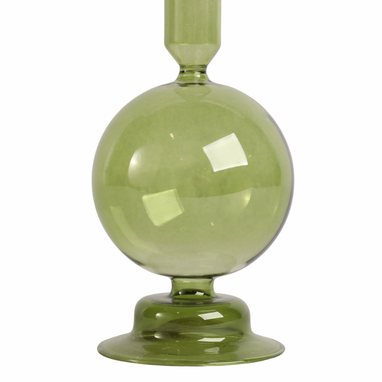 7" Glass Bubble Taper Candle Holder, Olive