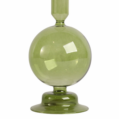 7" Glass Bubble Taper Candle Holder, Olive