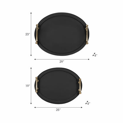 S/2 25/29" Cylde Wood Trays, Black