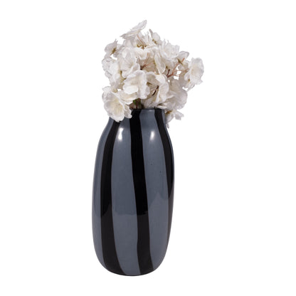 EV19436-03  14" CAHAN LARGE BLACK STRIPED VASE( Sagebrook Home  )