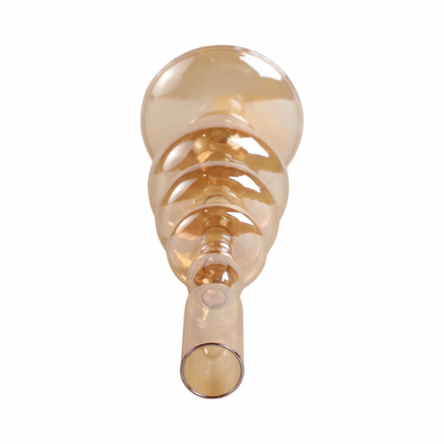 11" Vintage Glass Taper Candle Holder, Gold Luster