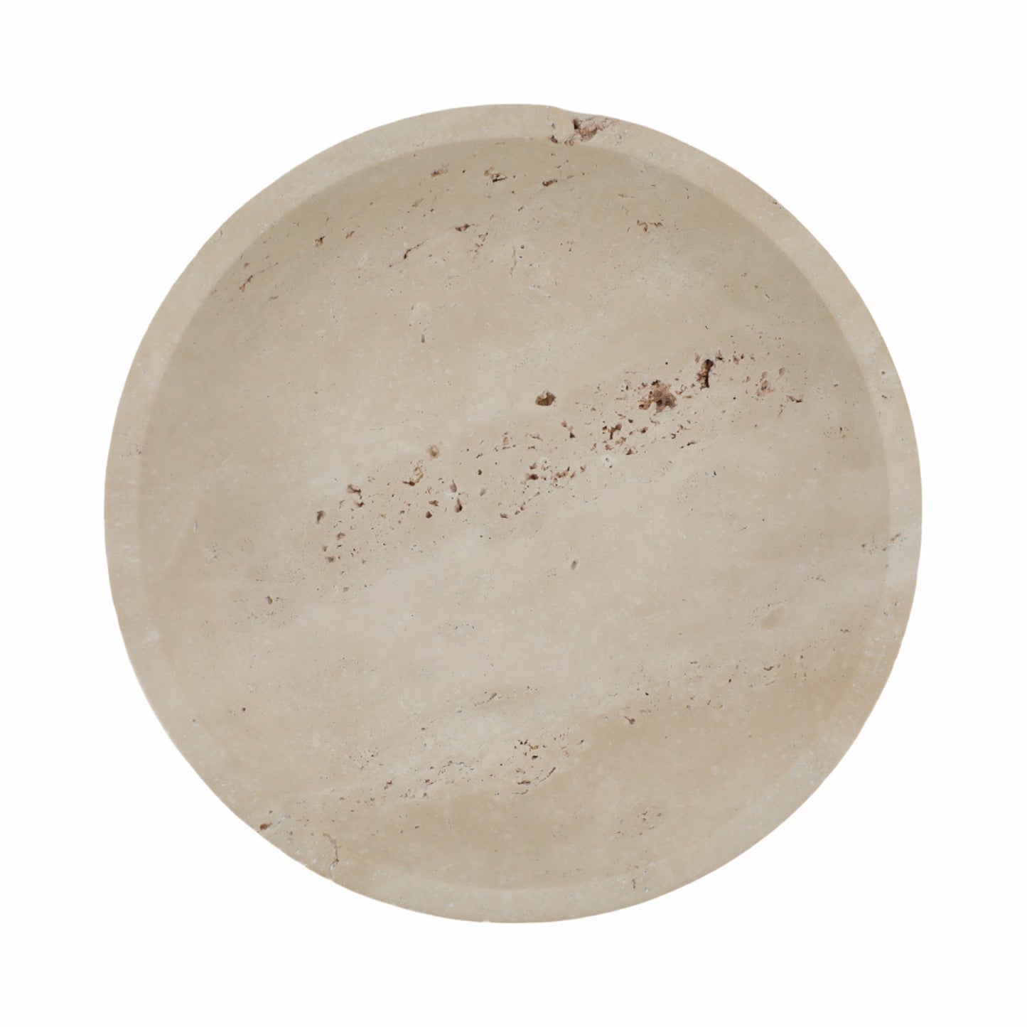 10" TRAVERTINE FOOTED BOWL, TAN