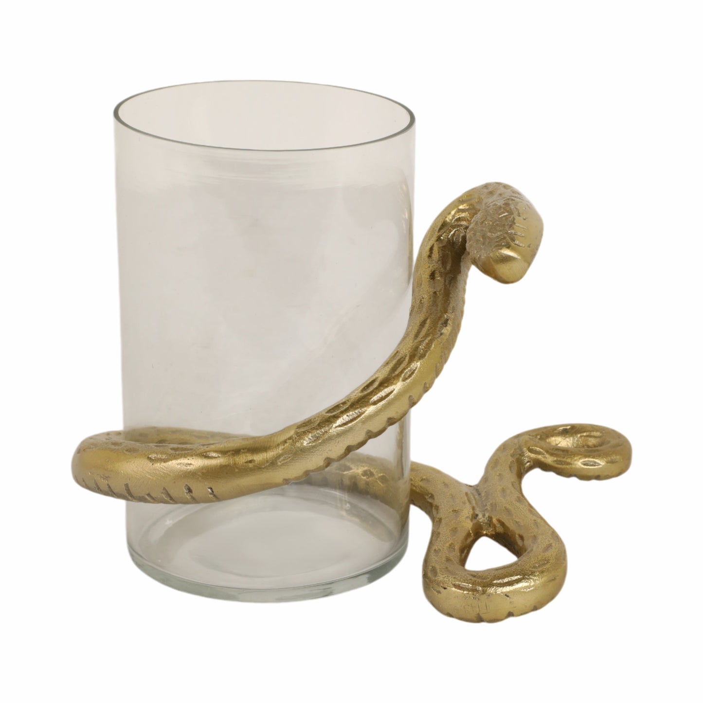 9" Snake Around Pillar Holder, Gold