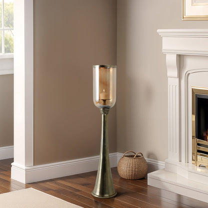 34" Illum Small Gold Glass Candle Hurricane