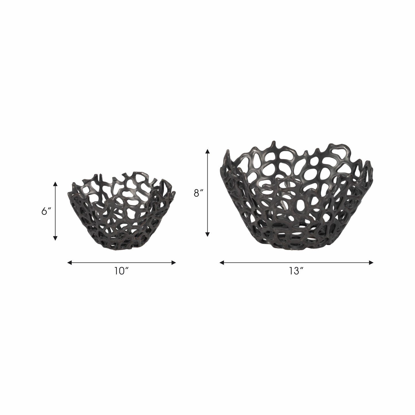 S/2 10/13" Steffi Black Ceramic Bowls