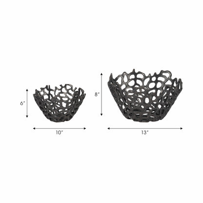 S/2 10/13" Steffi Black Ceramic Bowls