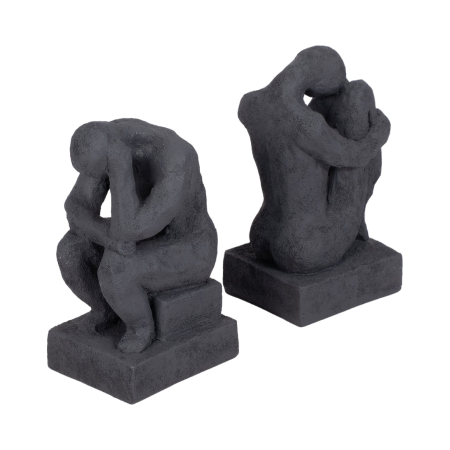 S/2 7" Thinking Man Bookends, Charcoal