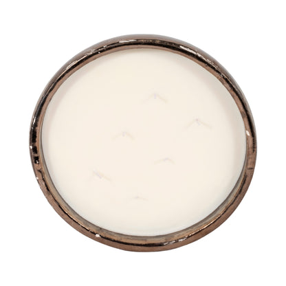 12" 57 Oz Pine Bowl Candle, Grey/gold